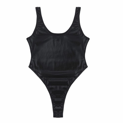 Damen Shinny Wetlook Bodys Unterwäsche Rückenfrei Bodysuit Bademode Schwimmanzug - Picture 74 of 211