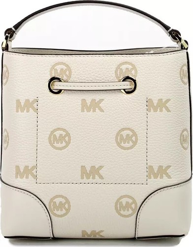 Michael Kors Mercer Small Light Cream Embossed Drawstring Bucket Messenger Bag - 第 2/3 張圖片