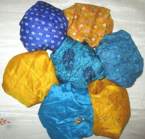 UK LOT PURE SILK Vintage Sari REMNANT Fabric 7 Pcs 1 ft CRAFT QUILT FELT JOURNAL - Picture 61 of 77