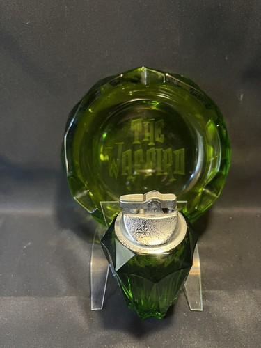 Viking Art Glass Diamond Point Green Lighter & Ashtray - Picture 4 of 12