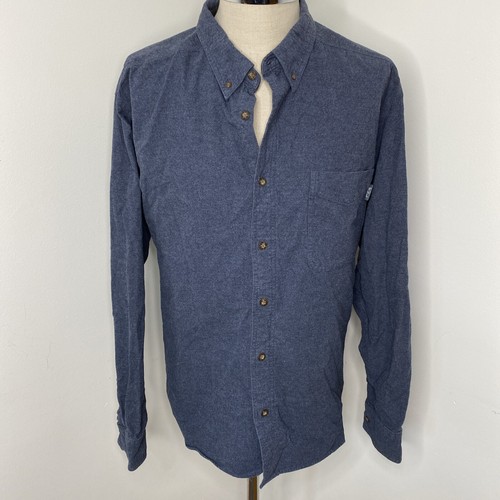 Woolrich Men's Button Down Shirt Mens 2XL Blue Chamois Long Sleeve Cotton - Picture 1 of 9