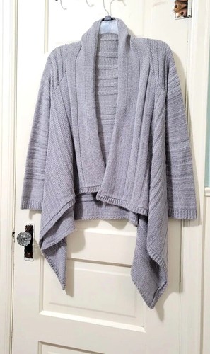 Rue21 Open Cardigan Sweater Large Gray Draped Sides Long Sleeve EUC ~FREE SHIP~ - Picture 7 of 12