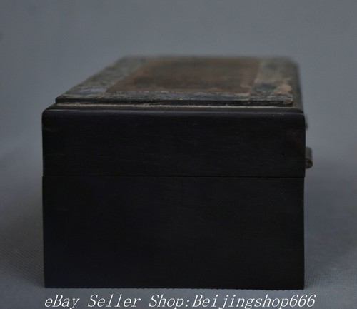 6.8" Old Chinese Huanghuali Wood inlay Shell Dynasty Dragon Phoenix Jewelry Box - Picture 3 of 8