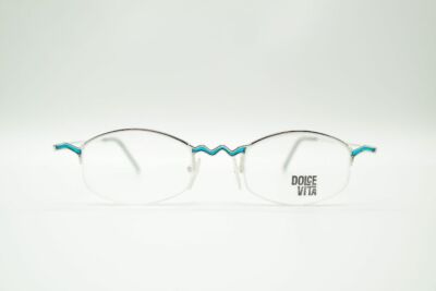 Vintage Casanova DVL-4 Silber Blau halbrand Brille Brillengestell eyeglasses NOS