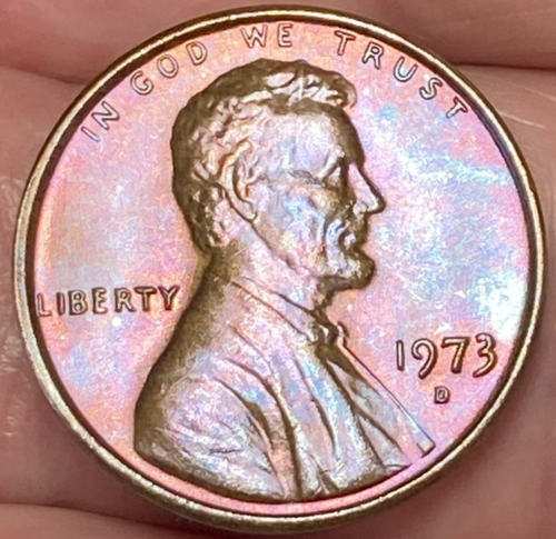 1973-D Lincoln Memorial Penny Beautiful Brilliant Rainbow Toned Coin #23 - Picture 9 of 14