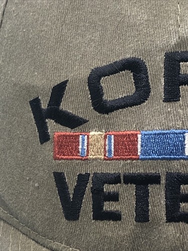 Gorra de veterano de la guerra de Corea ajustable militar de Estados Unidos bronceada/verde con cintas - Imagen 5 de 9