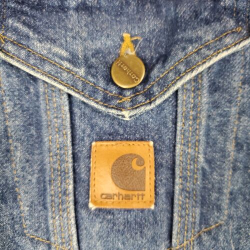 VTG CARHARTT Blanket Lined Denim Trucker Jacket Made in USA Mens Size XL Blue - Picture 4 of 20