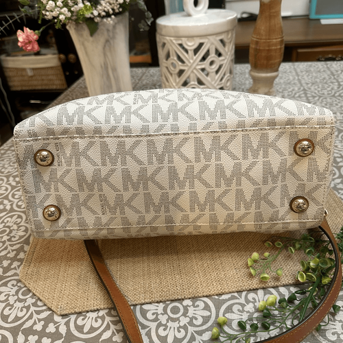 Michael Kors Cynthia MK Monogram Leather & PVC Convertible Satchel NEW Medium - Imagen 4 de 11