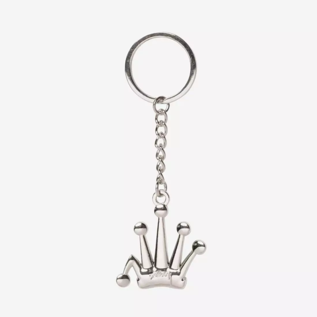 Stussy Metal Bent Crown Keychain Silver