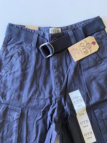 OTB One Tough Brand Cargo Shorts Slim Straight Adjustable Belt Blue SZ 30 NWT - Picture 2 of 10