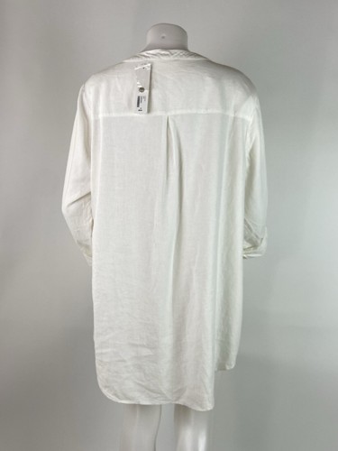 Soft Surroundings Size 1X Lilith White Linen Blend Embroidered Tunic Top V Neck - Picture 2 of 11