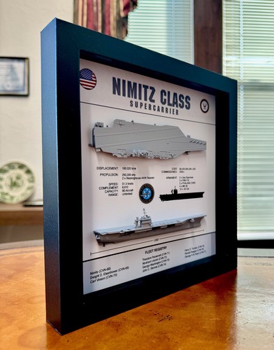 Caja de sombra de exhibición Nimitz Class Carrier, CVN-68, 9" x 9", negra - Imagen 2 de 4