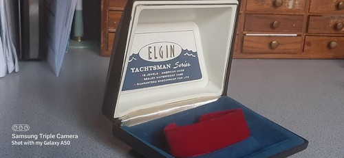 VINTAGE ELGIN YACHTSMAN DARK BROWN CLAMSHELL PRESENTATION WATCH BOX~BOX ONLY - Picture 5 of 10