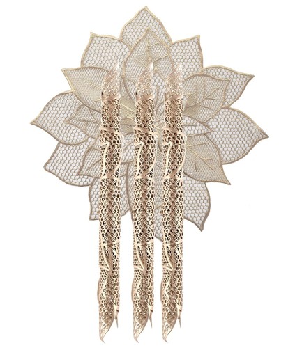 Flower Design Soft Leather Table Placemats, Set of 6 Gold AU - Picture 4 of 5