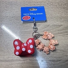 Tokyo Disney Resort Minnie Mouse Ribbon Popcorn Bucket Key Chain 2024 Japan
