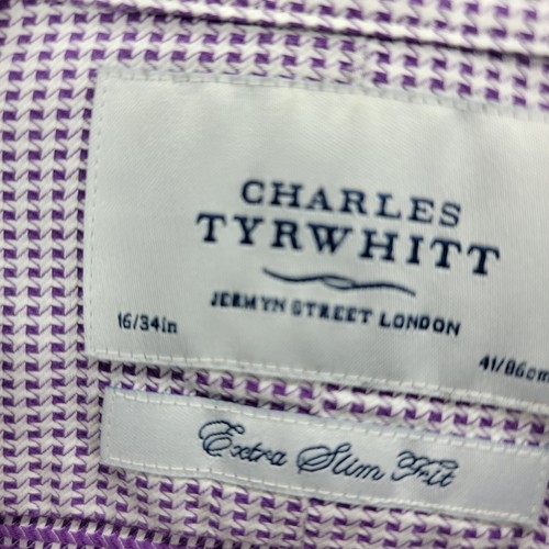 Charles Tyrwhitt Dress Shirt Mens 16/34 Slim Fit Pink Long Sleeve Cotton jermyn - Picture 5 of 11
