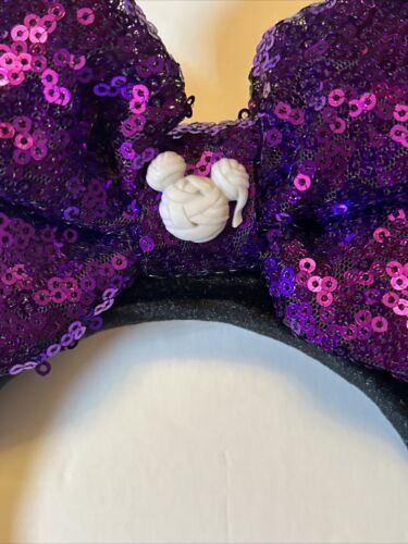 Disney Minnie Mouse Ears Headband Halloween Trick Or Treat Sequins Rare Sparkle - Picture 2 of 6