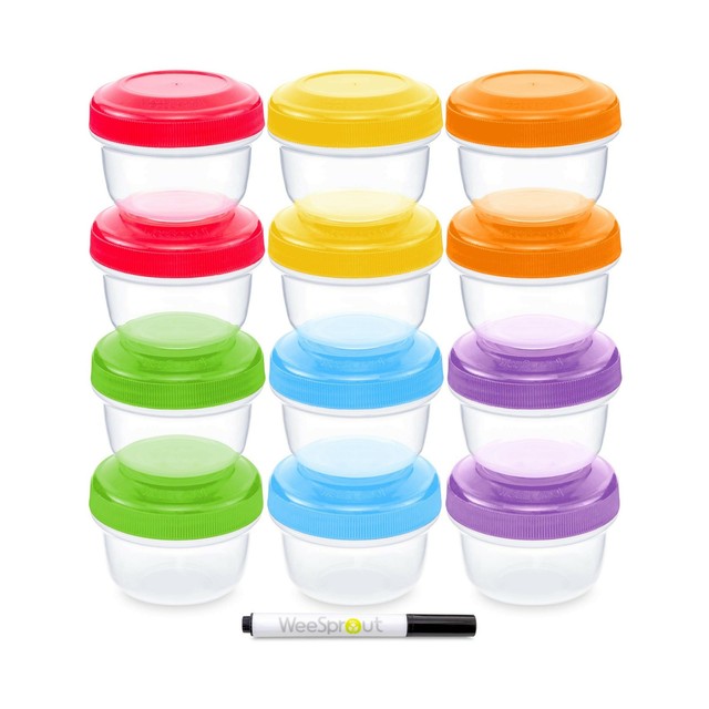 WeeSprout Baby Food Storage Containers Set of 12 Small Reusable 4oz