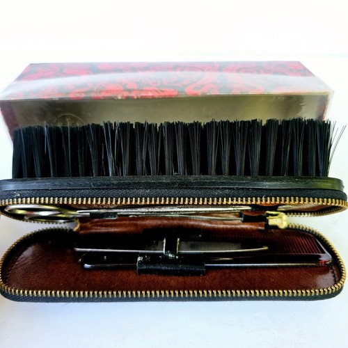 Vintage Herren Leder Schuhputz/Pflege Reiseset mit Box - M608.1 - Bild 1 von 9