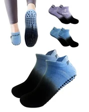 Yoga Socks with Grips for Women Non Slip Pilates Long Sock for Pilates Yoga B...