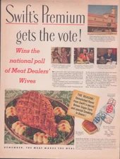 1940 Print Ad Swift's Premium Ham Brown Sugar Cure Win National Poll Meat Dealer