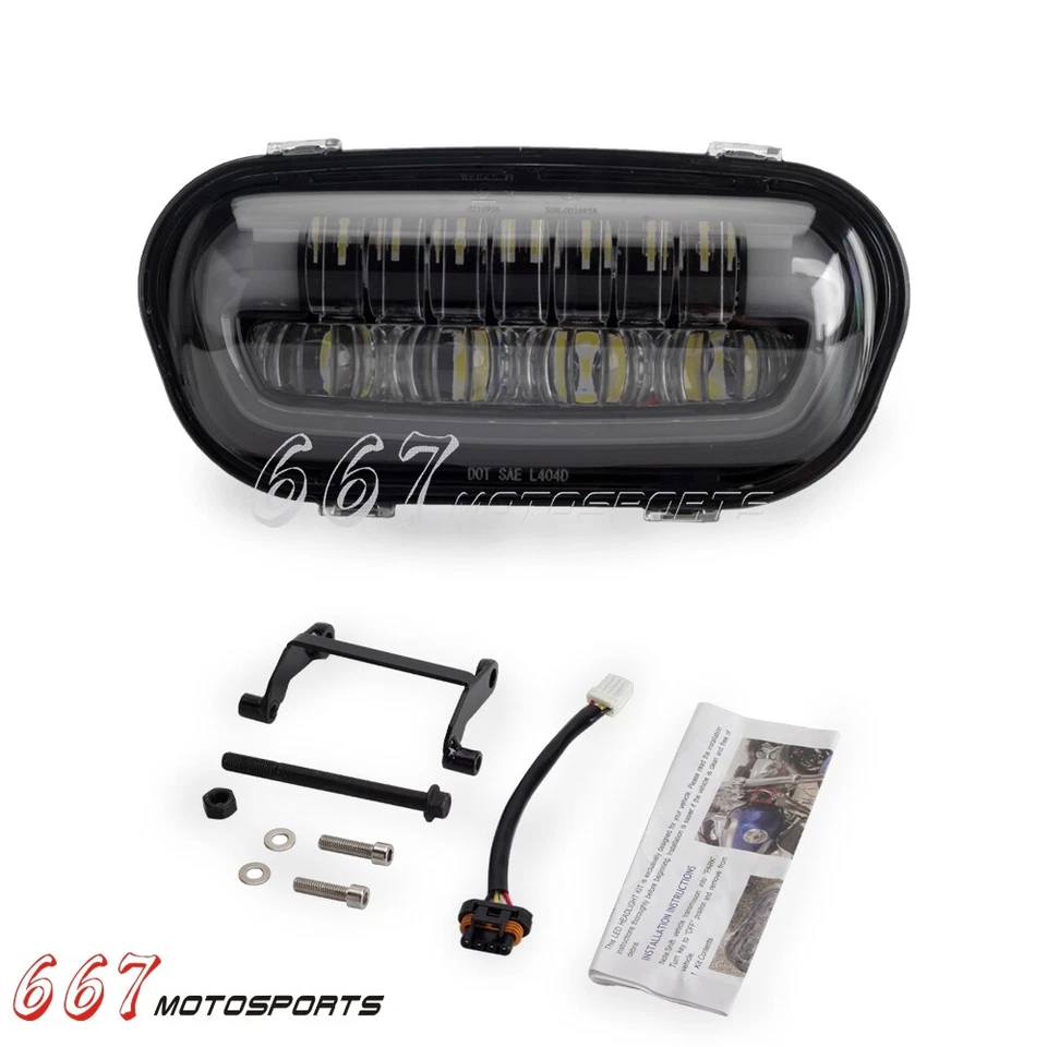 For Harley Fat Bob FXDF 08-17 LED Headlight & Conversion Mount Extension Bracket — 第 2/4 张图片