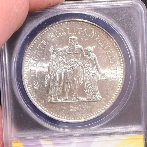 1977 France Silver 50 Francs - ANACS MS62 (#57121-L) - Picture 8 of 12