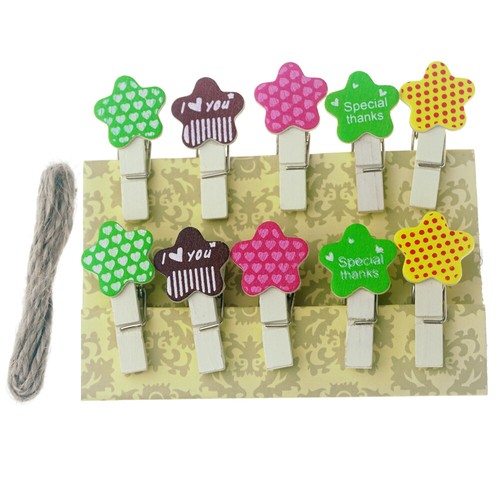 10 PCS Mini Wooden Photo Clips+Cord Compatible w/ Fuji Instax Mini 9 8 8+ 7s - Picture 12 of 15