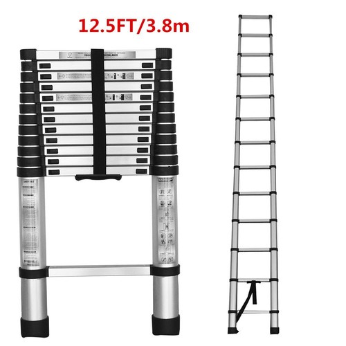 Escaleras telescópicas de aluminio de extensión plegables antideslizantes 10,5/12,5/14,5 pies - Imagen 16 de 17