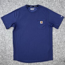 Carhartt Shirt Mens M Blue Midweight Force Relaxed Fit Workwear Utility