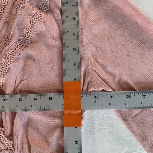 Nuevo con etiquetas Top Self E Cuello Sobrepelliz Manga Larga Clip Punto Calado Rosa Salmón Talla M - Imagen 7 de 12