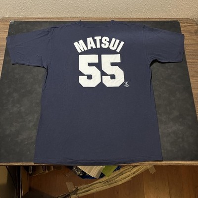 majestic Yankees MATSUI 55 　　 　　　USA製 XL New York Yankees Shirt Mens XL Blue MLB Baseball Matsui 55