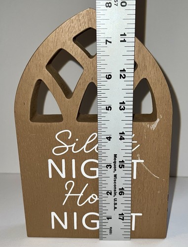 Christmas Arch Wood Decor Silent Night Holy Night Brown White Xmas Window NWT - Picture 3 of 18
