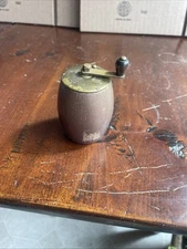Vintage Grinder Pepper Mill Wood Barrel Shape Hand Crank Old Rusty Rustic Decor