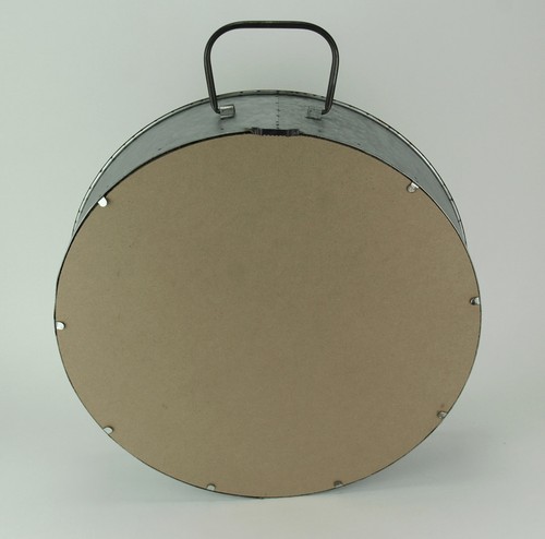 Zeckos Rustic Galvanized Metal Tub Frame Round Wall Mirror with Drawer - Picture 3 of 3