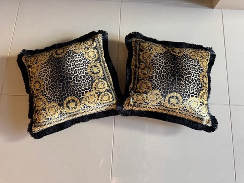 Custom made Versace Velvet Leopard Barocco Pillows - 2 in total, 18 " Square - Picture 4 of 6