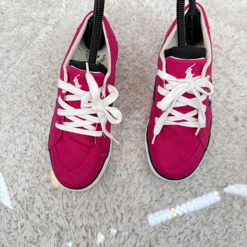 Polo Ralph Lauren Sneakers Girl's 3 Canvas Casual Shoes Pink White Logo Preppy - Picture 3 of 14