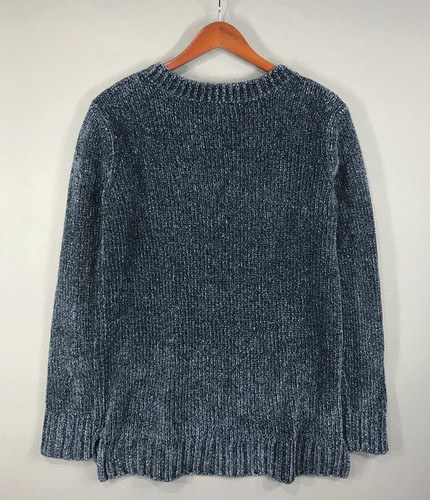 Orvis Pullover Damen mittelblau Pulli V-Ausschnitt Chenille weich Boho kuschelig Freizeit - Bild 2 von 12