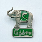 Carlsberg Werbung Beer Advertising Elephant Silver Tone Green Enamel Hat Pin