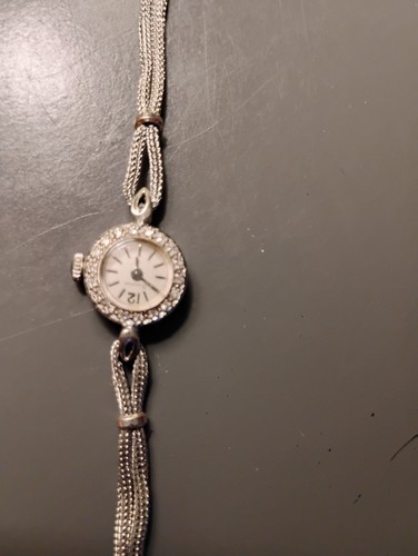 Vintage Bulova 14k white gold ladies watch with diamonds