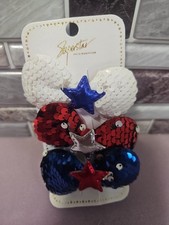 Patriotic Hair Clips 3PK Superstar Accessories - Red, White Blue 4th Of July