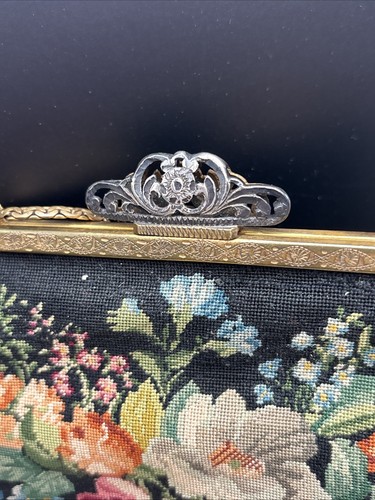 Vintage Antique Hungarian Hungary Petit point Purse Handbag Attached Coin Purse - Picture 3 of 18