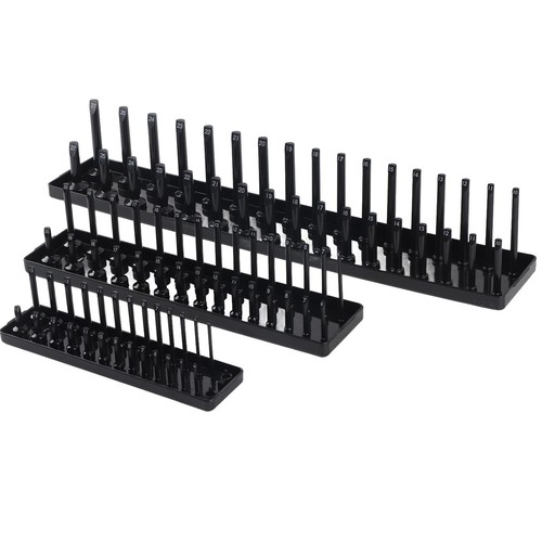 ▷3PCS 1/4in 3/8in 1/2in Socket Holder Organizer Black Storage Set For Toolboxes - Picture 4 of 23
