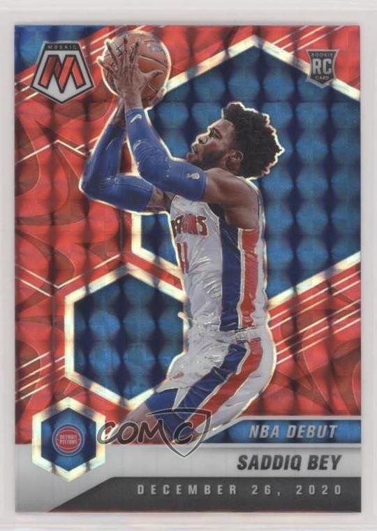 2020-21 Panini Mosaic NBA Debut Reactive Red Prizm Saddiq Bey #276 Rookie RC fm0