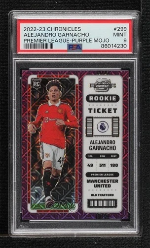 2022 Panini Chronicles Purple Mojo Prizm Alejandro Garnacho PSA 9 MINT Rookie RC