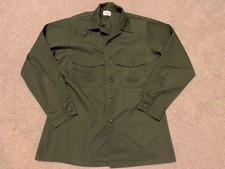 Vintage US Air Force Shirt Mens Large 15.5x33 Green Utility Military 70s OG-107