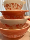 Vintage Pyrex Pink Gooseberry Cinderella Nesting Bowls Set of 4