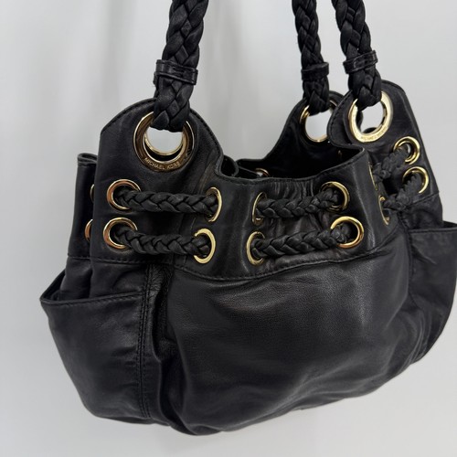 Bolso de hombro Michael Kors de cuero negro trenzado con doble correa ojal - Imagen 6 de 13