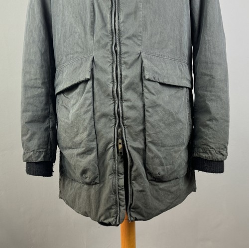 TRANSIT UOMO Gray Garment Dyed High Neck Big Pockets Down Jacket Coat Size M - Picture 5 of 16