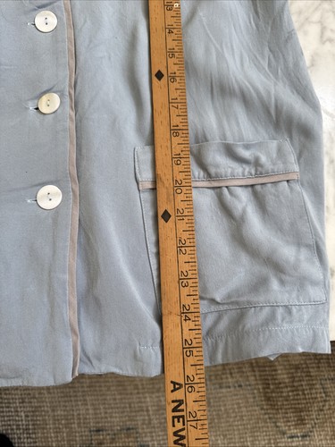 Schlafanzug hellblau Gr. M Party Pyjama Oberteil Shirt Langarm Perlmutt - Bild 9 von 11